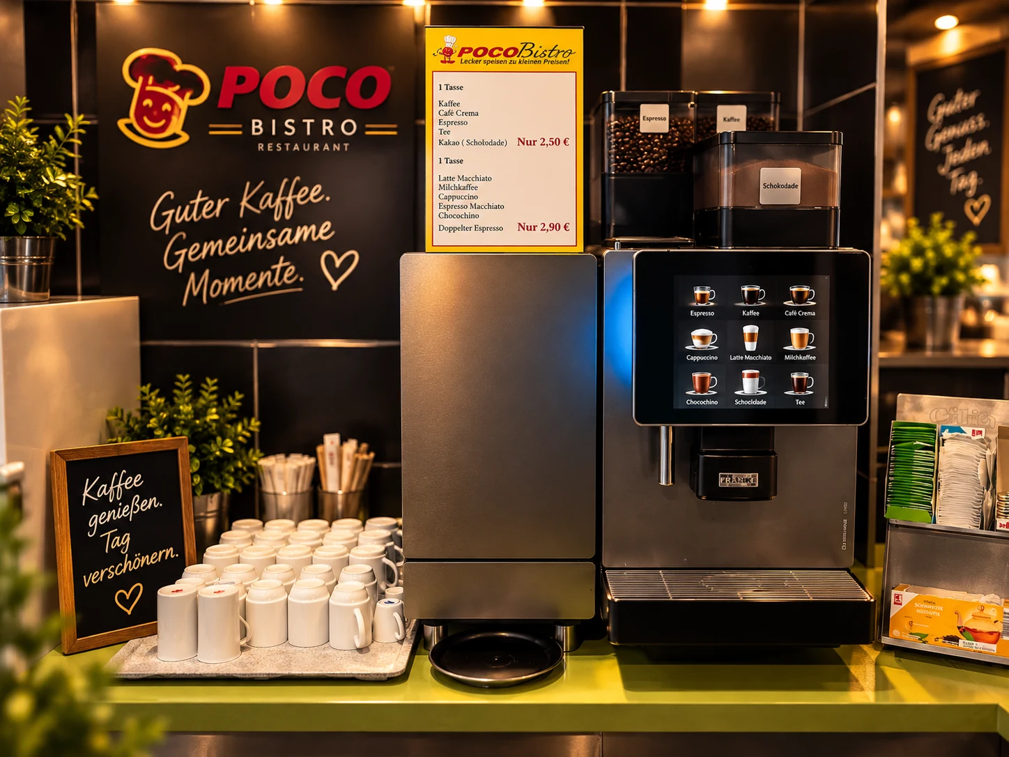 Kaffeeangebot im POCO Bistro